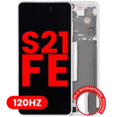Ecrã OLED com Aro para Samsung Galaxy S21 FE 5G (US & International Version) (Compatível Plus) (120Hz) (White)
