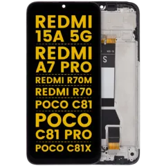 Ecrã LCD com Aro para Xiaomi Redmi 15A 5G / Redmi A7 Pro / Poco C81 / Poco C81 Pro / Poco C81X / Redmi R70m / Redmi R70 (Recondicionado) (Todas as Cores)