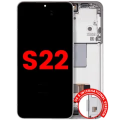 Ecrã OLED com Aro para Samsung Galaxy S22 5G (US & International) (Compatível Plus) (White)