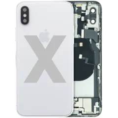 Back Housing W/ Charging Port Flex and Small Components Pre-Installed para iPhone X (OEM Usado: Grau A) (Silver)