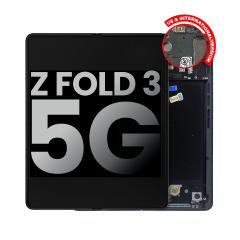 Inner Ecrã OLED com Aro para Samsung Galaxy Z Fold 3 5G (US & International) (OEM Usado: Grau A) (Phantom Black)
