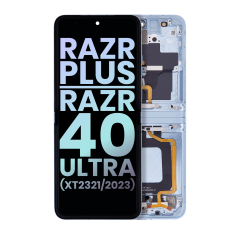 Inner Ecrã OLED com Aro para Motorola Moto Razr Plus 2023 / Razr 40 Ultra (XT2321 / 2023) (OEM Original) (Glacier Blue)