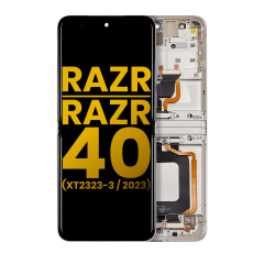 Main Ecrã OLED com Aro para Motorola Razr 2023 / Razr 40 (XT2323 / 2023) (Recondicionado) (Vanilla Cream)