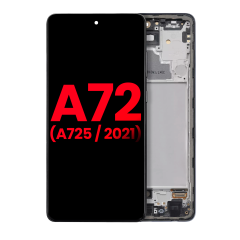 Ecrã OLED com Aro para Samsung Galaxy A72 (A725 / 2021) (6.67") (Compatível Plus) (Awesome Black)
