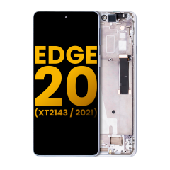 Ecrã LCD com Aro para Motorola Edge 20 (XT2143 / 2021) (Recondicionado) (Frosted White)