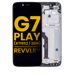 Ecrã LCD com Aro para Motorola Moto G7 Play (XT1952 / 2019) / T-Mobile Revvlry (Recondicionado) (Starry Black)
