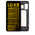 Ecrã LCD com Aro para LG K8 (X210 / 2018) / Aristo 2 / Aristo 2 Plus / Aristo 3 / Aristo 3 Plus / Phoenix 4 / Tribute Dynasty / Empire / Fortune 2 / Risio 3 / Rebel 4 (Recondicionado) (Black)