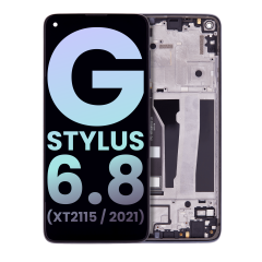 Ecrã LCD com Aro para Motorola Moto G Stylus 6.8" (XT2115 / 2021) (OEM Original) (Aurora Black)