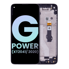 Ecrã LCD com Aro para Motorola Moto G Power (XT2041/ 2020) (OEM Original) (Smoke Black)