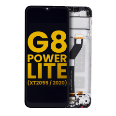 Ecrã LCD com Aro para Motorola Moto G8 Power Lite (XT2055 / 2020) (Recondicionado) (Black)