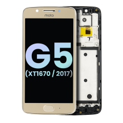 Ecrã LCD com Aro para Motorola Moto G5 (XT1670 / 2017) (OEM Original) (Gold)