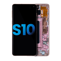 Ecrã LCD com Aro (Without Sensor de Impressão Digital) para Samsung Galaxy S10 (Aftermarket Plus: TFT) (Flamingo Pink)