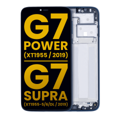 Ecrã LCD com Aro para Motorola Moto G7 Power (XT1955 / 2019) / G7 Supra (XT1955-5/6/DL / 2019) (US Version) (157MM) (Recondicionado) (Marine Blue)