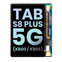 Ecrã OLED sem Aro para Samsung Galaxy Tab S8 Plus 5G 12.4" (X800 / X806 / X808) ( 2022) (Service Pack) (Black)