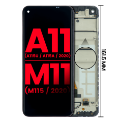 Ecrã LCD com Aro para Samsung Galaxy A11 (A115U / A115A / 2020) / M11 (M115 / 2020) (US Version) (Compatível Plus) (Todas as Cores)