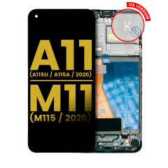 Ecrã LCD com Aro para Samsung Galaxy A11 (A115U / A115A / 2020) / M11 (M115 / 2020) (US Version) (Recondicionado) (Todas as Cores)