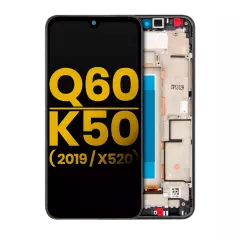 Ecrã LCD com Aro para LG Q60 (Single Card Version) / K50 (2019 / X520) (Recondicionado) (Aurora Black)