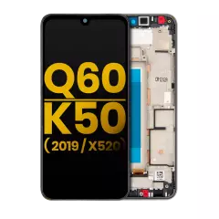 Ecrã LCD com Aro para LG Q60 (Single Card Version) / K50 (2019 / X520) (Recondicionado) (Silver)