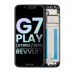 Ecrã LCD com Aro para Motorola Moto G7 Play (XT1952 / 2019) / T-Mobile Revvlry (OEM Original) (Starry Black)