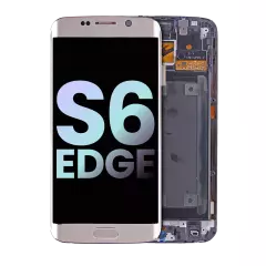 Ecrã OLED com Aro para Samsung Galaxy S6 Edge (CDMA: Verizon / Sprint) (Service Pack) (Gold)