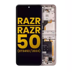 Main Ecrã OLED com Aro para Motorola Razr 2024 / Razr 50 (XT2453 / 2024) (Recondicionado) (Beach Sand)