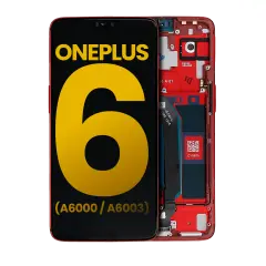 Ecrã OLED com Aro para OnePlus 6 (A6000 / A6003) (Recondicionado) (Amber Red)