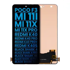 Ecrã LCD sem Aro para Xiaomi Poco F3 / MI 11i / MI 11X / MI 11X Pro / Redmi K40 / K40 Pro / K40 Pro+ / K40S / Black Shark 4 / Black Shark 4 Pro / Black Shark 4S / Black Shark 4S Pro / Black Shark 5RS (Aftermarket: Incell) (Todas as Cores)