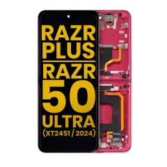 Inner Ecrã OLED com Aro para Motorola Razr Plus 2024 / Razr 50 Ultra (XT2451 / 2024) / Razr Plus 2025 (XT2557) (Recondicionado) (Hot Pink)