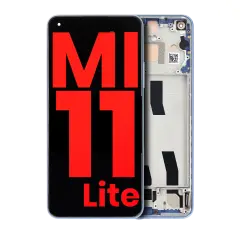 Ecrã OLED com Aro para Xiaomi Mi 11 Lite / Xiaomi Mi 11 Lite 5G (Compatível Plus) (Bubblegum Blue)