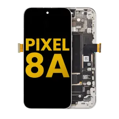 Ecrã OLED com Aro (With Sensor de Impressão Digital ) para Google Pixel 8A (Recondicionado) (Porcelain)