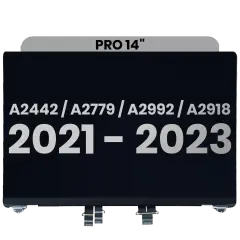 Ecrã LCD Completo para MacBook Pro 14" (A2442 / Late 2021) / (A2779 / Late 2023 ) / (A2918 / Late 2023) (Pre-installed Lid Angle Sensor cable) (Used OEM Pull: Grade A) (Cinzento Sideral)