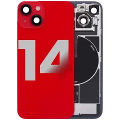 Back Glass w/ MagSafe Magnet & NFC & Flashlight Flex para iPhone 14 (OEM Usado: Grau A) (Red)