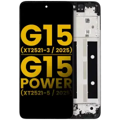 Ecrã LCD com Aro para Motorola Moto G15 (XT2521-3 /2025) / G15 Power (XT2521-5 /2025) (Recondicionado) (Todas as Cores)