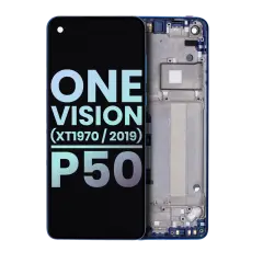 Ecrã LCD com Aro para Motorola One Vision (XT1970 / 2019) / P50 (OEM Original) (Sapphire Gradient)