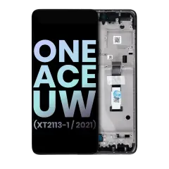 Ecrã LCD com Aro para Motorola One 5G Ace UW (XT2113-1 / 2021) (OEM Original) (Volcanic Grey)