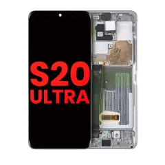 Ecrã OLED com Aro para Samsung Galaxy S20 Ultra 5G (Compatível Plus) (Cloud White)