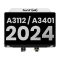 Ecrã LCD Completo (Glossy) MacBook Pro 14" A3112 / A3401 / A3185 (2024) (Pre-installed Lid Angle Sensor cable) (OEM Usado: Grau B) (Space Black)