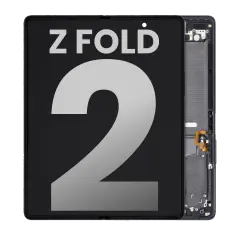 Inner Ecrã OLED com Aro para Samsung Galaxy Z Fold 2 5G (OEM Usado: Grau B/C) (US & International) (Mystic Black)