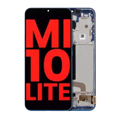 Ecrã OLED com Aro para Xiaomi Mi 10 Lite 5G (Compatível Plus) (Aurora Blue)