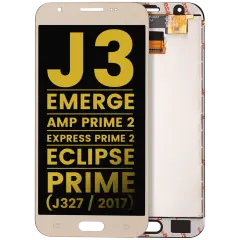 Ecrã LCD sem Aro para Samsung Galaxy J3 / Emerge / Amp Prime 2 / Express Prime 2 / Eclipse / Prime (J327 / 2017) (Recondicionado) (Gold)