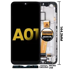 Ecrã LCD com Aro para Samsung Galaxy A01 (Global Model) (Micro USB Frame) (Recondicionado) (Todas as Cores)