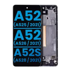 Ecrã LCD com Aro (Without Finger Print Sensor) para Samsung Galaxy A52 4G (A525 / 2021) / A52 5G (A526 / 2021) / A52S (A528 / 2021) (Aftermarket : Incell) (Awesome White)