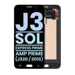 Ecrã OLED sem Aro para Samsung Galaxy J3 / Sol 4G / Express Prime / Amp Prime (J320 / 2016) (Service Pack) (Black)