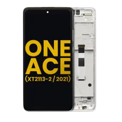 Ecrã LCD com Aro para Motorola One 5G Ace (XT2113-2 / 2021) (Recondicionado) (Frosted Silver)
