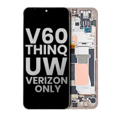 Ecrã OLED com Aro para LG V60 ThinQ 5G UW (Verizon 5G UW Frame Only) (OEM Usado: Grau B/C) (Classy Blue / Gold Frame)