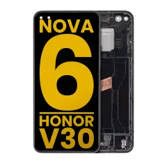 Ecrã LCD com Aro para Huawei Nova 6 5G / Honor V30 (Recondicionado) (Black)