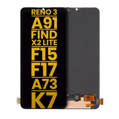 Ecrã OLED sem Aro para OPPO Reno 3 / A91 / Find X2 Lite / F15 / F17 / A73 4G / K7 5G (Recondicionado) (Todas as Cores)