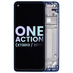 Ecrã LCD com Aro para Motorola One Action (XT2013-1 / XT2013-2 / XT2013-4 / 2019) (OEM Original) (Denim Blue)