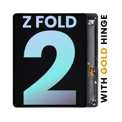Inner Ecrã OLED com Aro para Samsung Galaxy Z Fold 2 5G (Service Pack) (US & International) (Mystic Black With Gold Hinge)