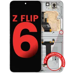 Inner Ecrã OLED com Aro Compatible para Samsung Galaxy Z Flip 6 5G (F741) (US & International) (Compatível Plus) (White)